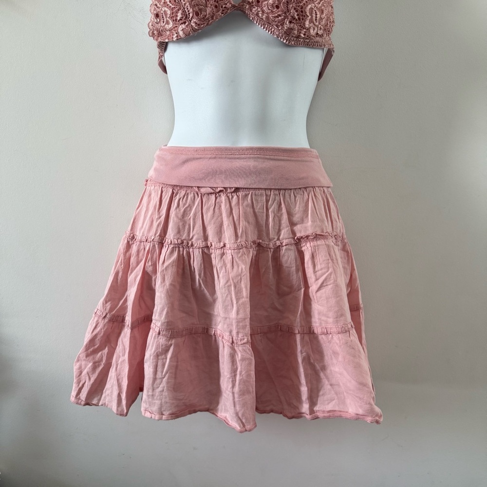 Y2k Old Navy Blush Pink Tiered Mini Skirt - Picture 2 of 7
